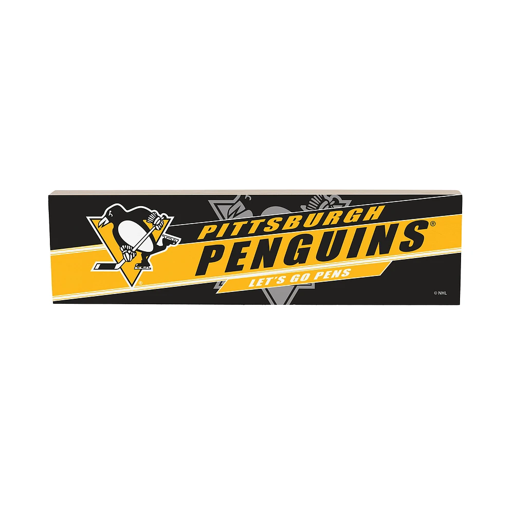 Pittsburgh Penguins 5" x 18" Shadow Logo Wood Mantle Sign