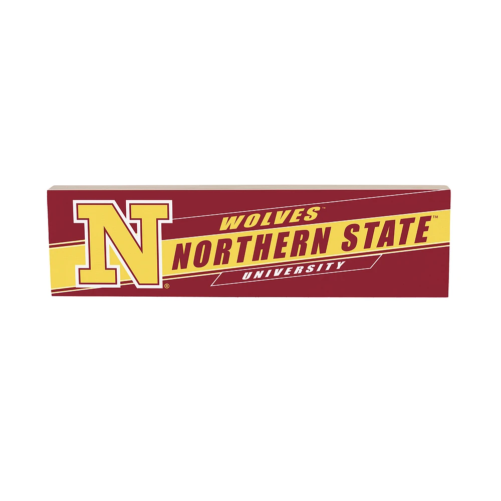 Northern State University Wolves 5" x 18" Shadow Logo Wood Mantle Sign