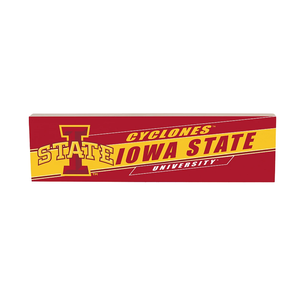 Iowa State Cyclones 5" x 18" Shadow Logo Wood Mantle Sign