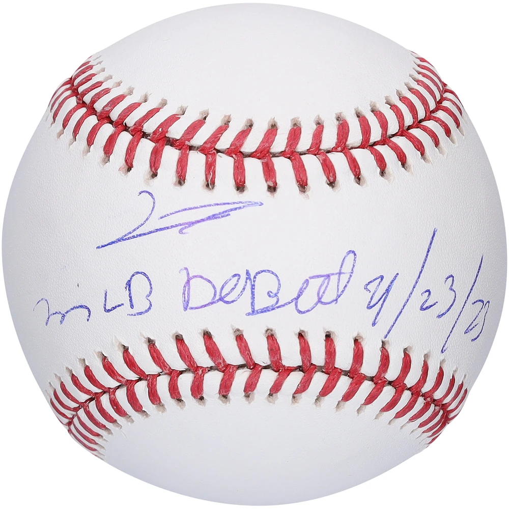 Junior Caminero Tampa Bay Rays Autographed Baseball with "MLB Debut 9/23/23" Inscription