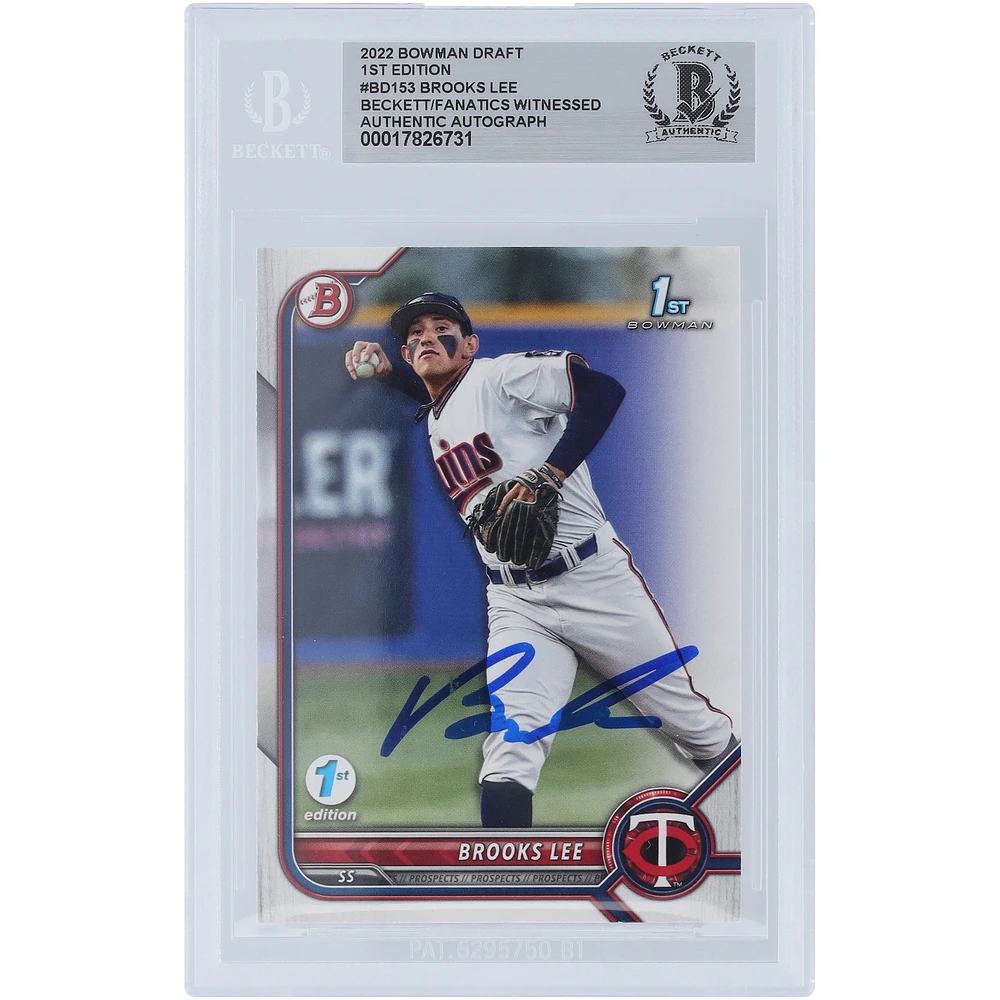 Brooks Lee Minnesota Twins Autographed 2022 Bowman Draft 1st Edition #BD-153 Beckett Fanatics Witnessed Authenticated Card
