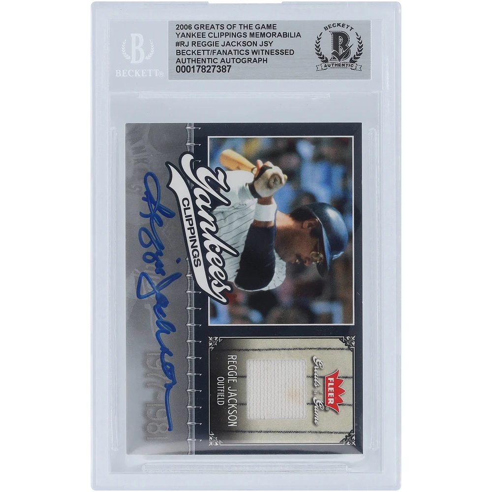 Reggie Jackson New York Yankees Autographed 2006 Fleer Greats of the Game Yankee Clippings Memorabilia Relic #NYY-RJ Beckett Fanatics Witnessed Authenticated Card