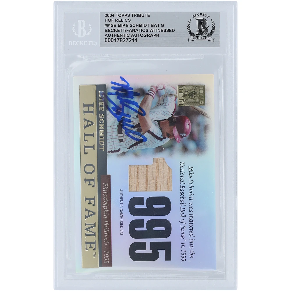 Mike Schmidt Philadelphia Phillies Autographed 2004 Topps Tribute HOF Relics #TR-MSB Beckett Fanatics Witnessed Authenticated Card
