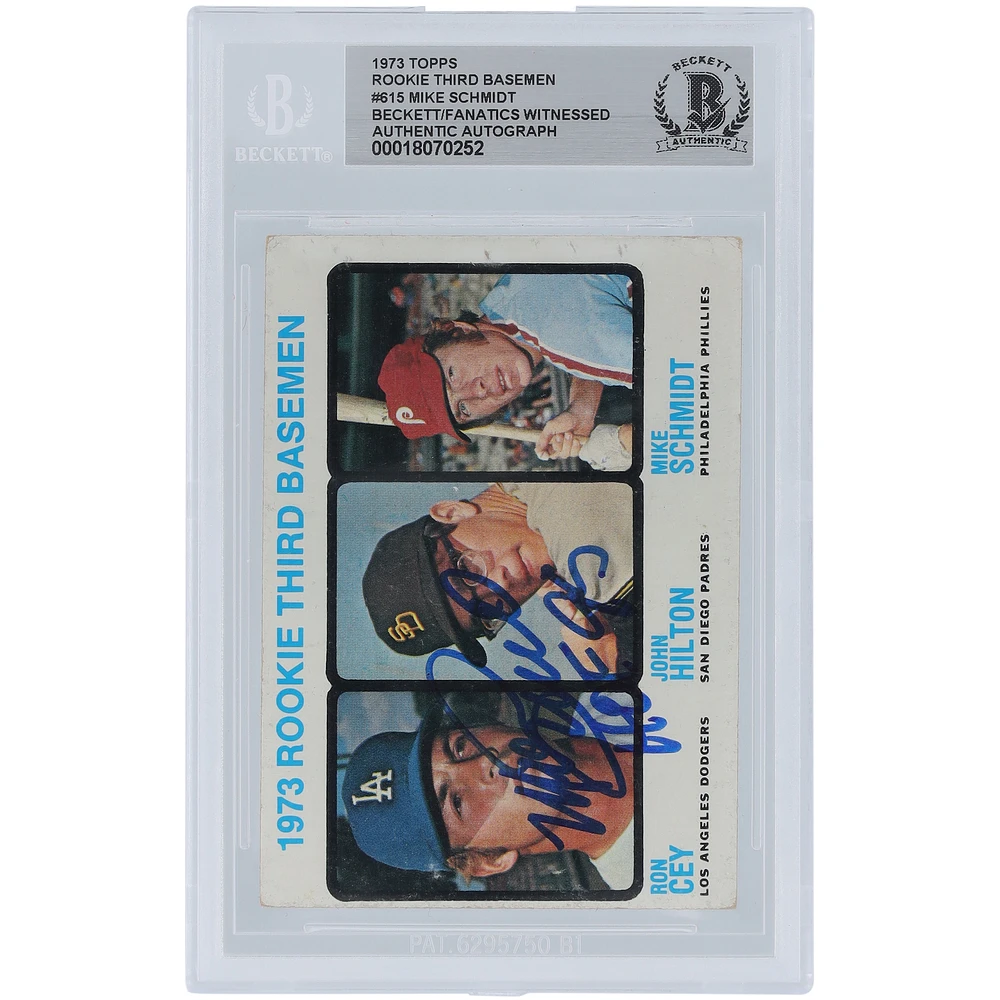 Mike Schmidt Philadelphia Phillies Autographed 1973 Topps #615 Beckett Fanatics Witnessed Authenticated Rookie Card with "HOF 95" Inscription
