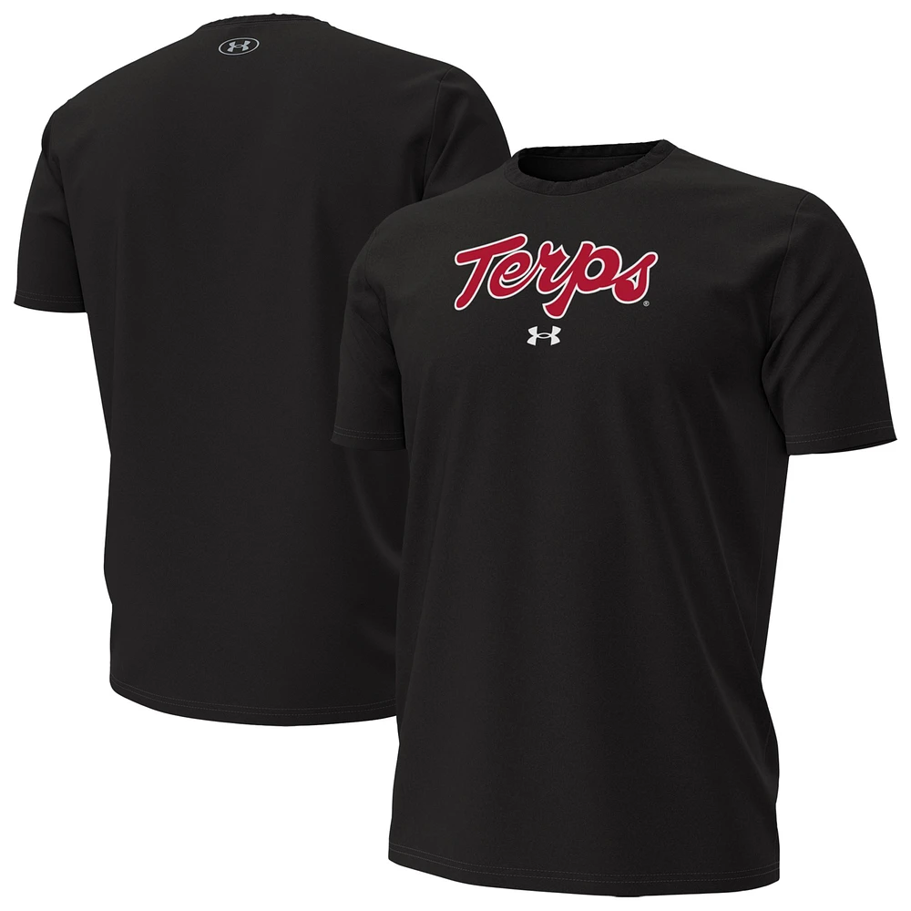 Men's Under Armour Black Maryland Terrapins Script T-Shirt