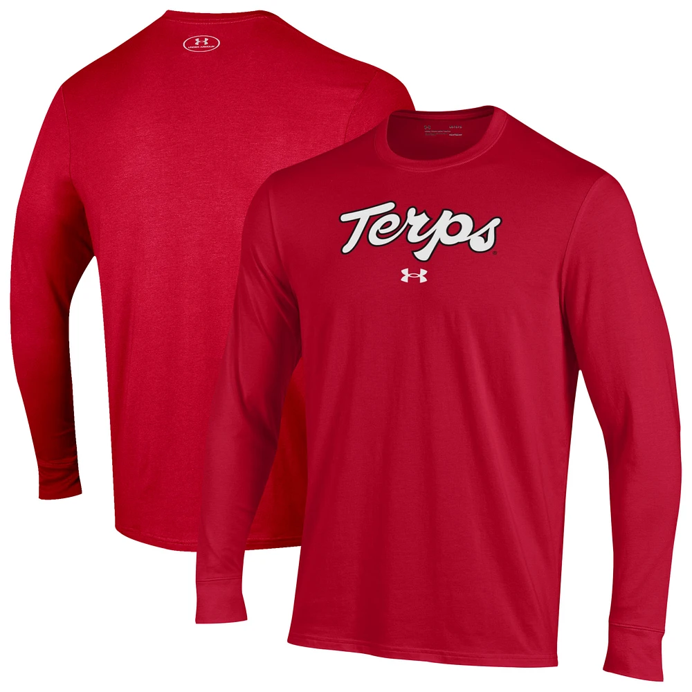 Men's Under Armour Maryland Terrapins Script Long Sleeve T-Shirt