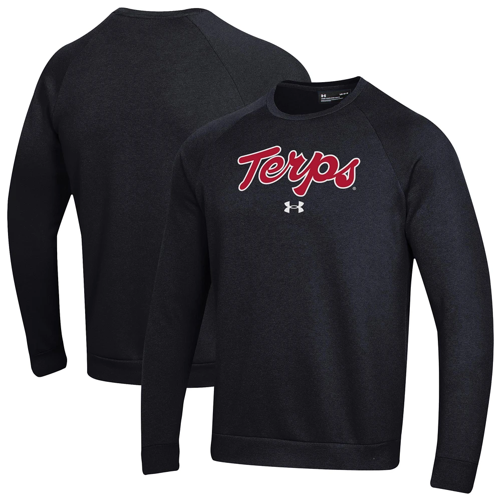 Men's Under Armour Black Maryland Terrapins Script Fleece Pullover Sweatshirt