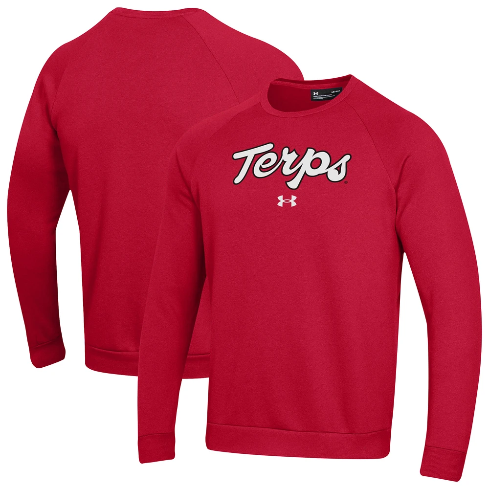 Men's Under Armour Red Maryland Terrapins Script Fleece Pullover Sweatshirt