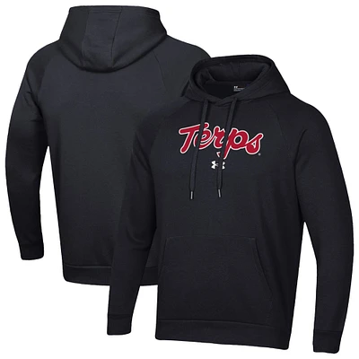 Men's Under Armour Black Maryland Terrapins Script Fleece Pullover Hoodie