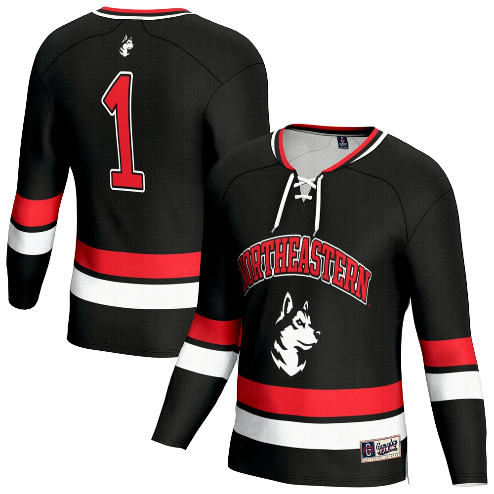 Youth GameDay Greats Black Northeastern Huskies Lightweight Men's Hockey Team Fashion Jersey