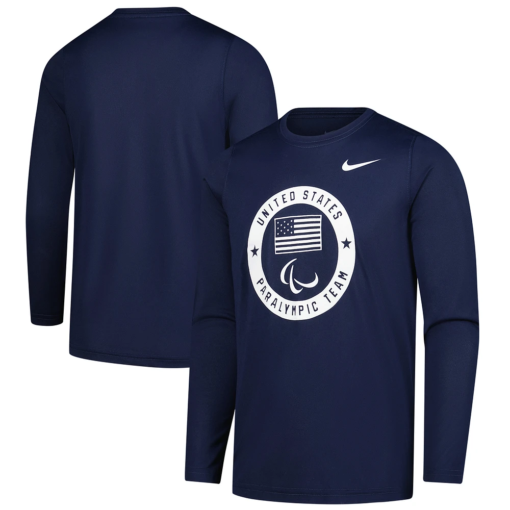 Youth Nike Navy U.S. Paralympics Legend Long Sleeve T-Shirt