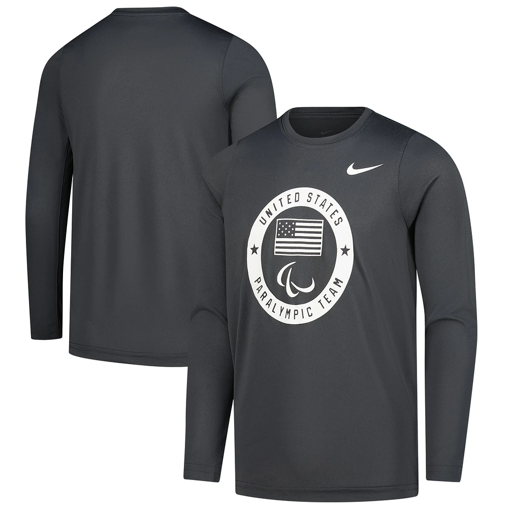 Youth Nike Anthracite U.S. Paralympics Legend Long Sleeve T-Shirt