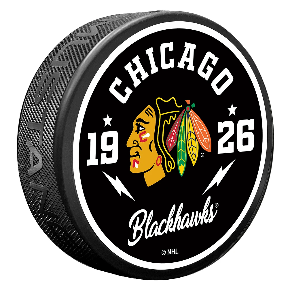 Chicago Blackhawks Bolt Hockey Puck
