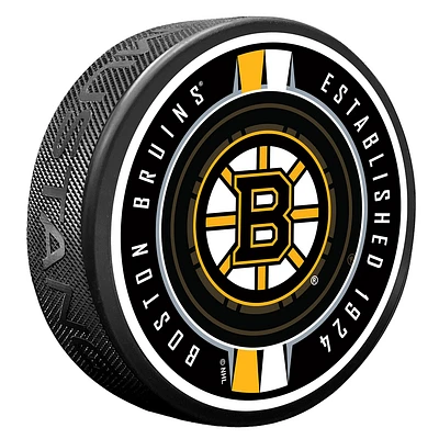 Boston Bruins Ribbon Hockey Puck