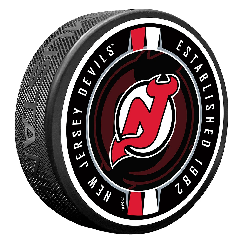 New Jersey Devils Ribbon Hockey Puck