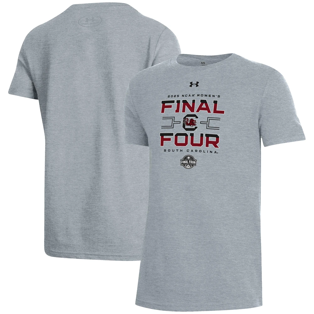 Youth Under Armour Gray South Carolina Gamecocks 2025 NCAA Women's Basketball Tournament March Madness Final Four Locker Room T-Shirt