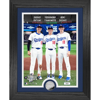 Highland Mint Yoshinobu Yamamoto, Shohei Ohtani & Rōki Sasaki Los Angeles Dodgers 2025 MLB World Tour: Tokyo Series 13" x 16" Silver Coin Photo Mint