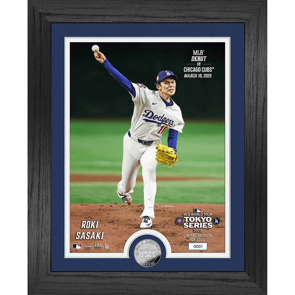 Highland Mint Rōki Sasaki Los Angeles Dodgers 2025 MLB World Tour: Tokyo Series 13" x 16" MLB Debut Silver Coin Photo Mint