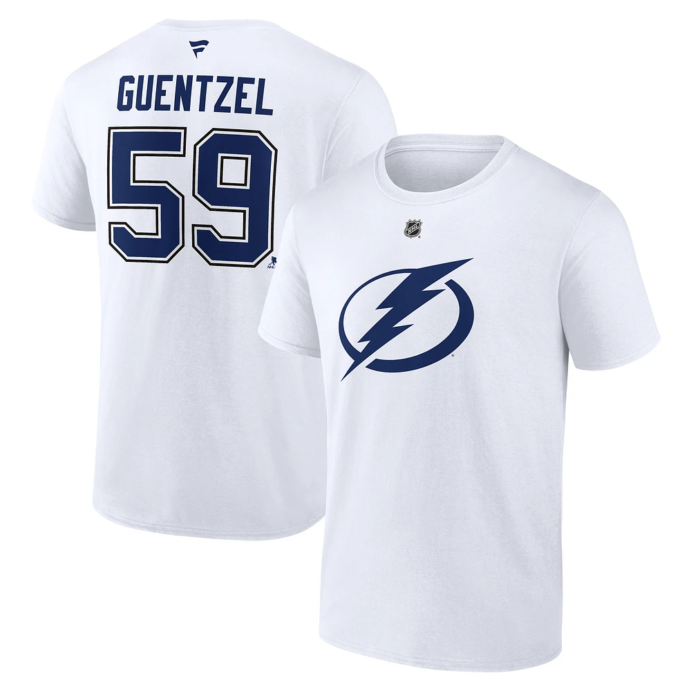 Men's Fanatics Jake Guentzel Tampa Bay Lightning Authentic Stack Name & Number T-Shirt