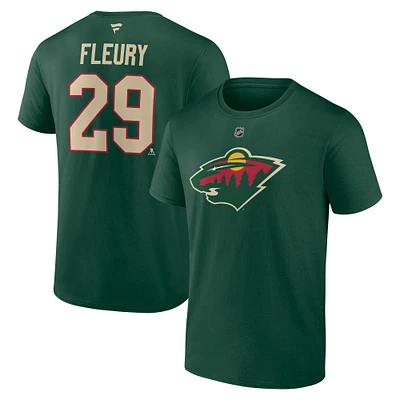 Men's Fanatics Marc-Andre Fleury Green Minnesota Wild Authentic Stack Name & Number T-Shirt