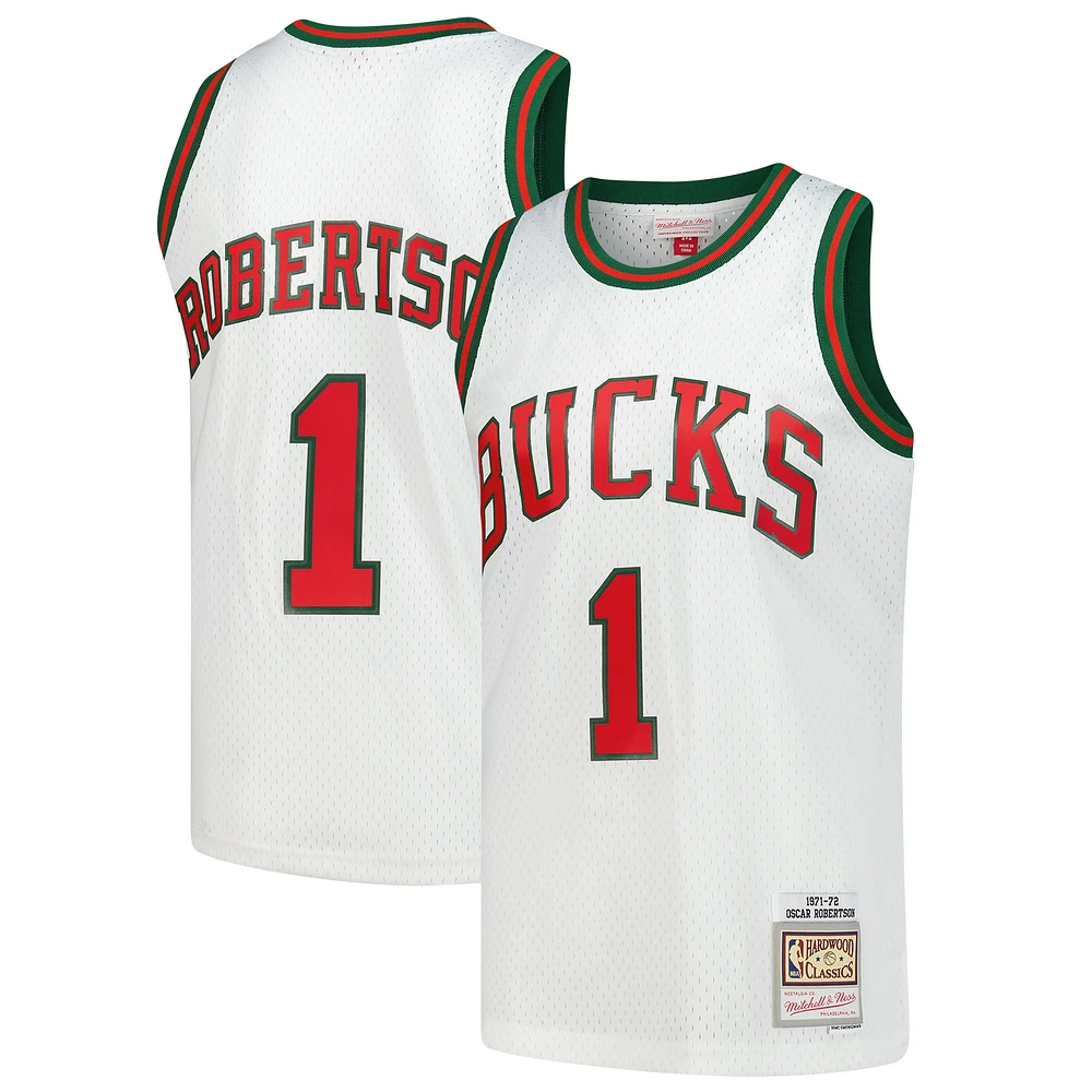 Men's Mitchell & Ness Oscar Robertson White Milwaukee Bucks Hardwood Classics Swingman Jersey