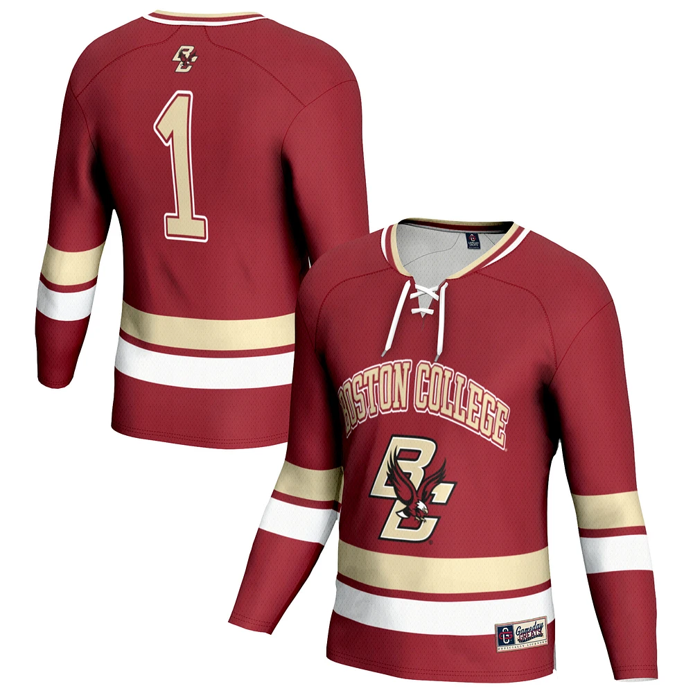 Unisex GameDay Greats Maroon Boston College Eagles Lightweight Women's Hockey Team Fashion Jersey