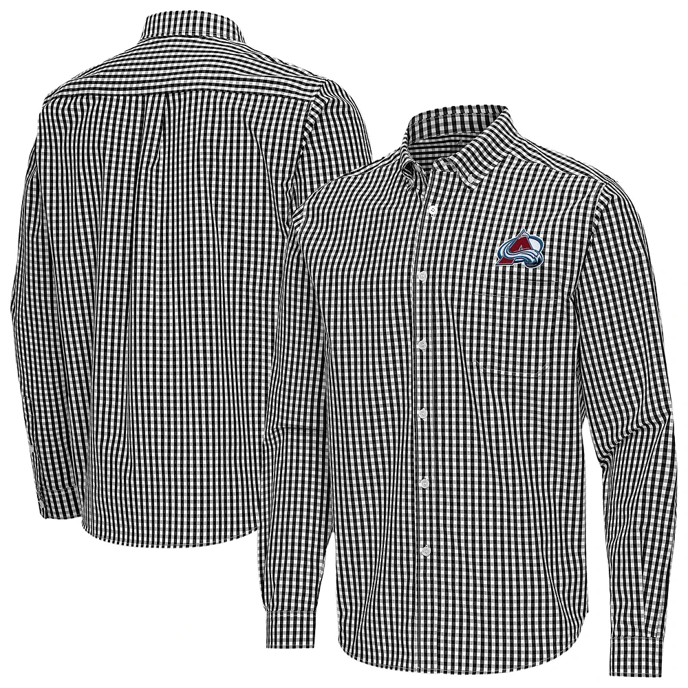 Men's Antigua Colorado Avalanche Ellis Tri-Blend Long Sleeve Button-Down Shirt