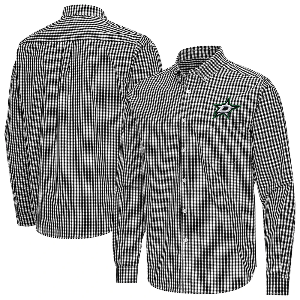 Men's Antigua Dallas Stars Ellis Tri-Blend Long Sleeve Button-Down Shirt