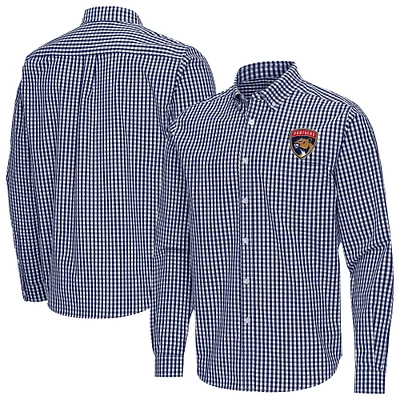 Men's Antigua Navy Florida Panthers Ellis Tri-Blend Long Sleeve Button-Down Shirt