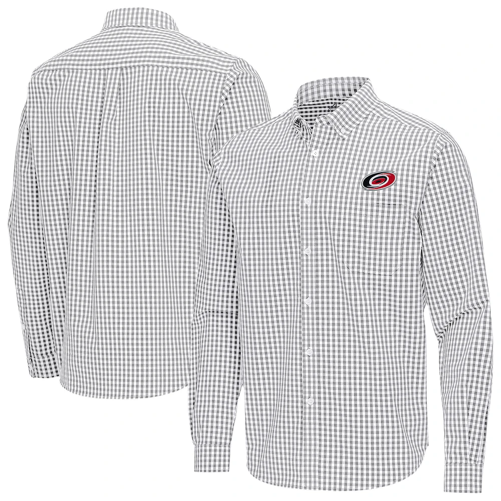 Men's Antigua Gray Carolina Hurricanes Ellis Tri-Blend Long Sleeve Button-Down Shirt