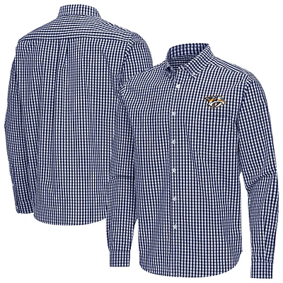 Men's Antigua Navy Nashville Predators Ellis Tri-Blend Long Sleeve Button-Down Shirt