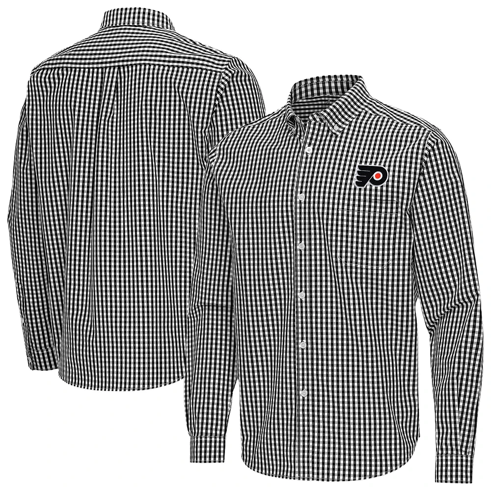 Men's Antigua Philadelphia Flyers Ellis Tri-Blend Long Sleeve Button-Down Shirt