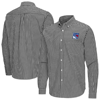 Men's Antigua New York Rangers Ellis Tri-Blend Long Sleeve Button-Down Shirt