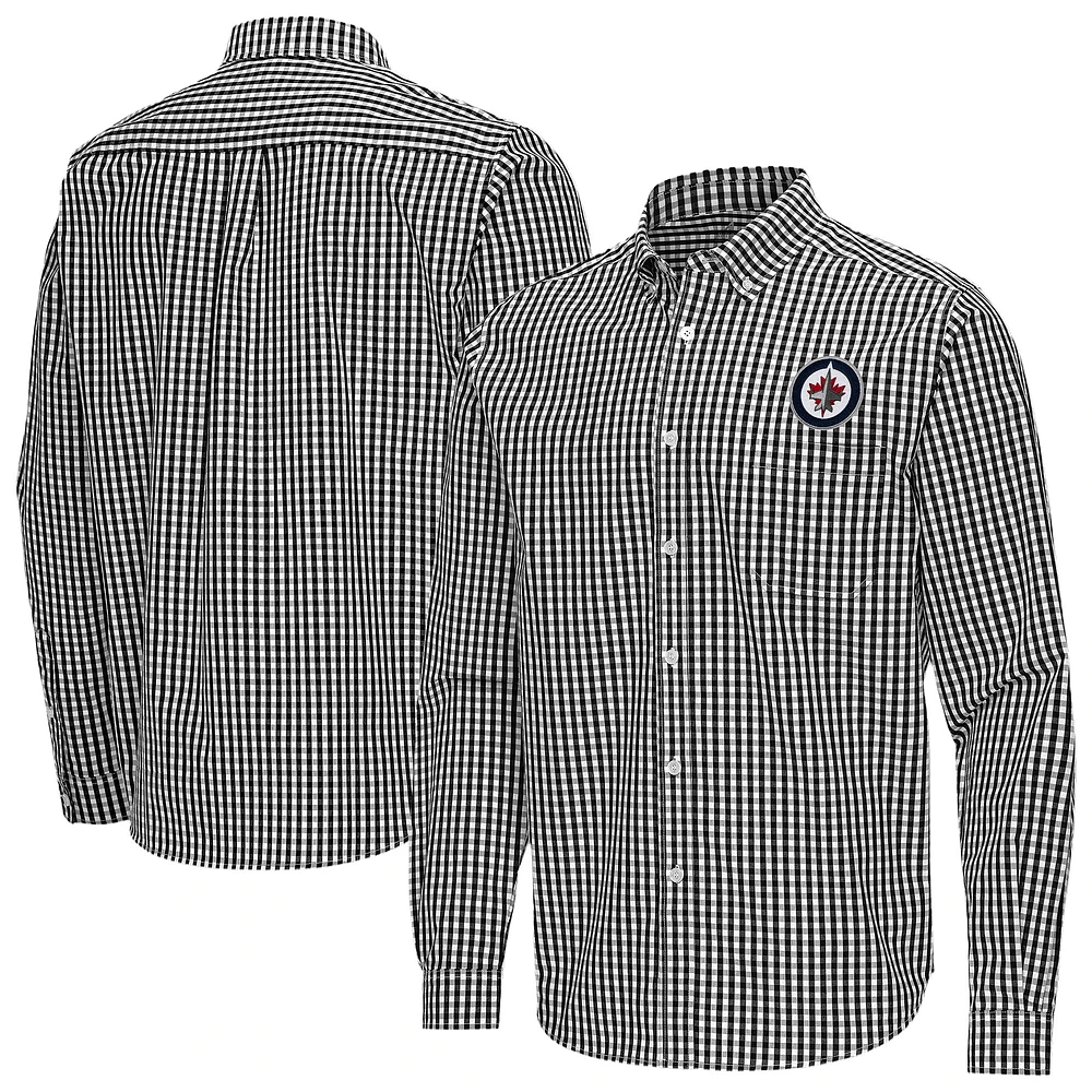Men's Antigua Winnipeg Jets Ellis Tri-Blend Long Sleeve Button-Down Shirt