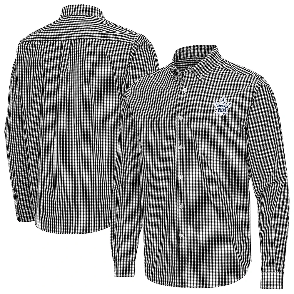Men's Antigua Toronto Maple Leafs Ellis Tri-Blend Long Sleeve Button-Down Shirt