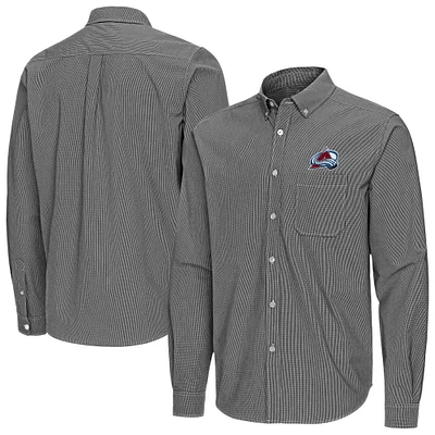 Men's Antigua Colorado Avalanche Porter Woven Tri-Blend Long Sleeve Button-Down Shirt