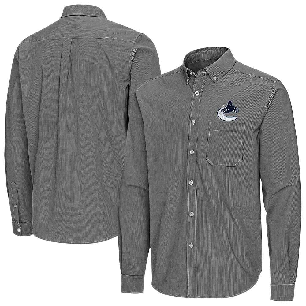 Men's Antigua Vancouver Canucks Porter Woven Tri-Blend Long Sleeve Button-Down Shirt