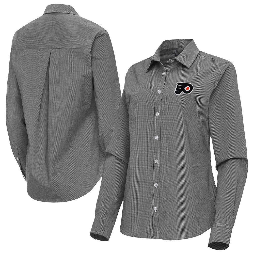 Women's Antigua Philadelphia Flyers Porter Woven Tri-Blend Long Sleeve Button-Up Shirt