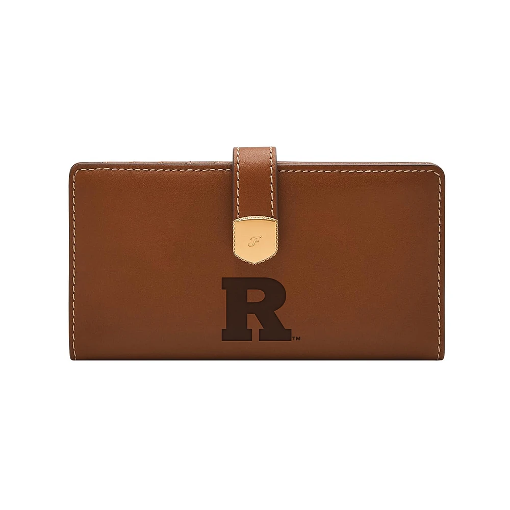 Fossil Rutgers Scarlet Knights Lennox Leather Tab Bifold Wallet