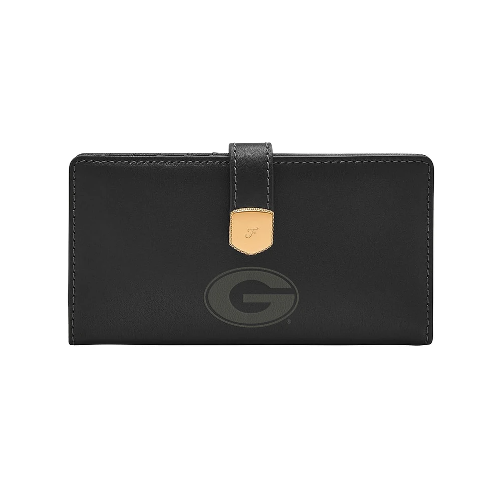 Fossil Georgia Bulldogs Lennox Leather Tab Bifold Wallet