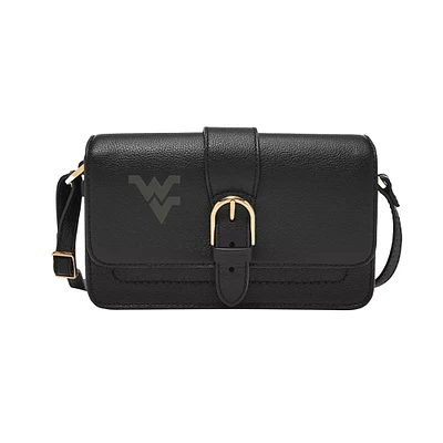 Fossil West Virginia Mountaineers Zoey Leather Small Flap Crossbody Bag