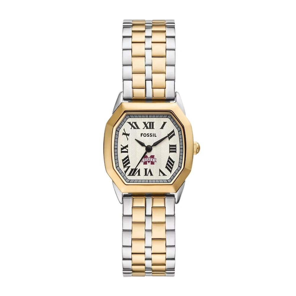 Fossil Mississippi State Bulldogs Harlow Three-Hand Two-Tone Stainless Steel Watch