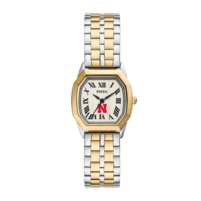 Fossil Nebraska Huskers Harlow Three-Hand Two-Tone Stainless Steel Watch
