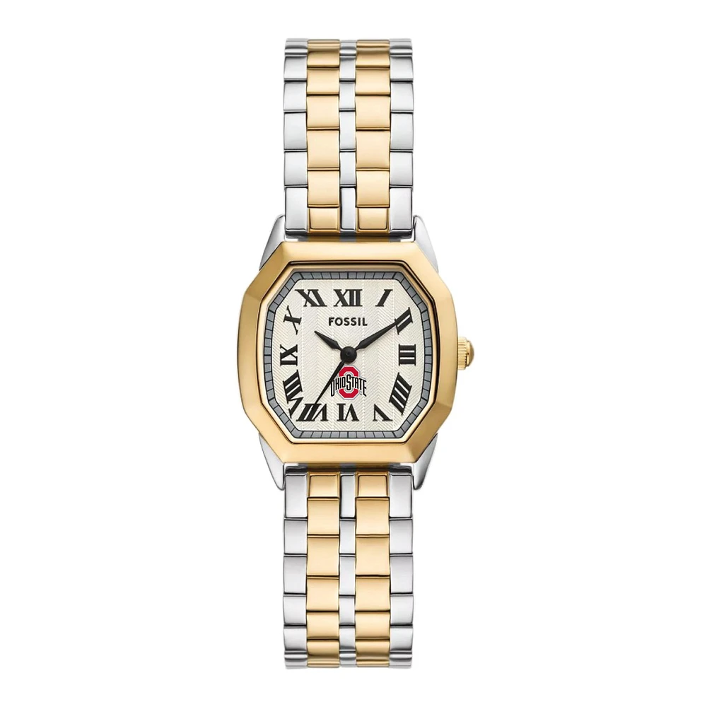 Fossil Ohio State Buckeyes Harlow Three-Hand Two-Tone Stainless Steel Watch