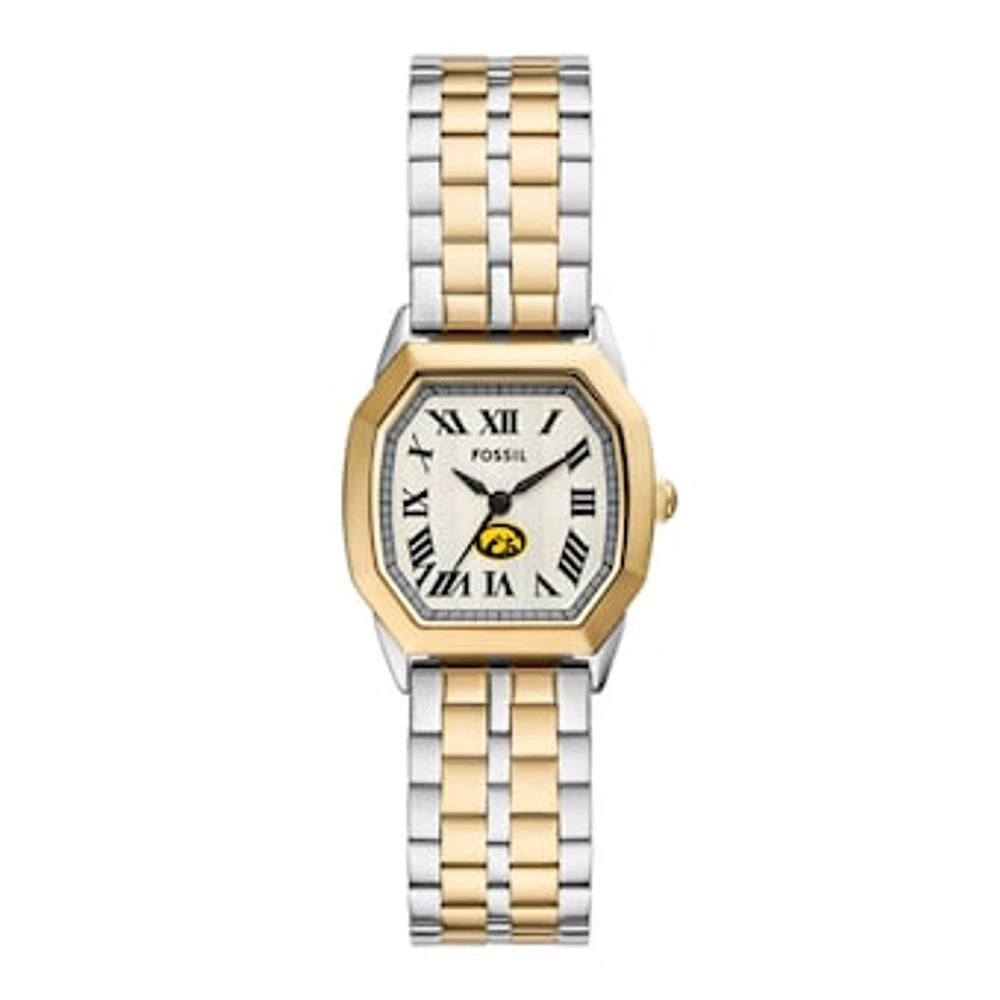 Fossil Iowa Hawkeyes Harlow Three-Hand Two-Tone Stainless Steel Watch