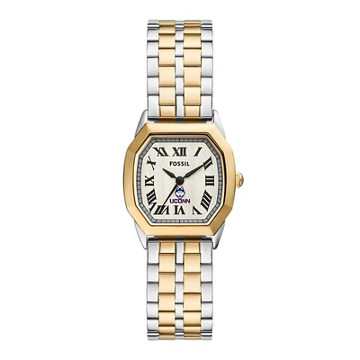 Fossil UConn Huskies Harlow Three-Hand Two-Tone Stainless Steel Watch