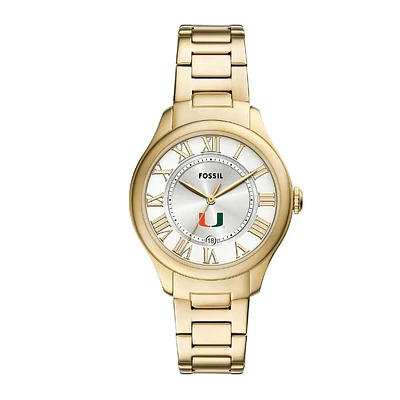 Fossil Miami Hurricanes Gilmore Gold Stainless Steel Watch