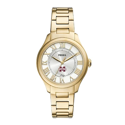 Fossil Mississippi State Bulldogs Gilmore Gold Stainless Steel Watch