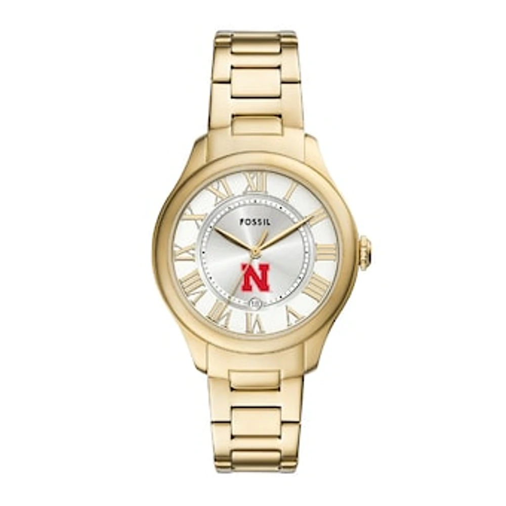 Fossil Nebraska Huskers Gilmore Gold Stainless Steel Watch