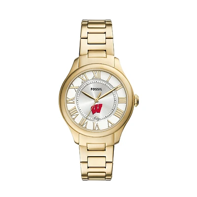 Fossil Wisconsin Badgers Gilmore Gold Stainless Steel Watch